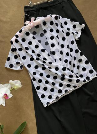 Блузка в горох, еластична сітка, блузка на запах, прозора