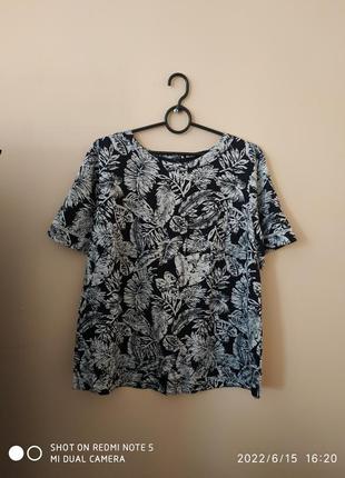 Красивая блузка/блуза/футболка р.50-52 лен+вискоза3 фото