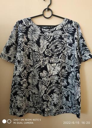 Красивая блузка/блуза/футболка р.50-52 лен+вискоза