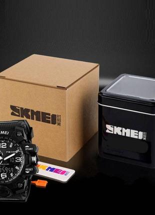 Спортивные мужские наручные часы skmei 1155, качественные армейские военные часы с секундомером подсветкой8 фото