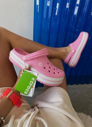 Crocs pink classic женские шлепанцы наложка