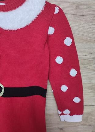 Детский новогодний, новорічний костюм, сукня, платье, свитер, туника на 3-4 года3 фото