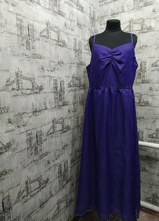 Фіолетовий плаття сарафан довгий на тоненьких брителях  по фігурці дуже гарне, довге1 фото