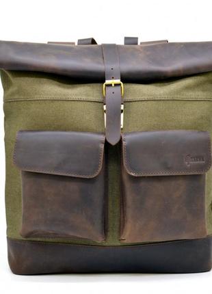Ролл-ап міський рюкзак тканина канвас і кінська шкіра tarwa rh-3462-4lx2 фото