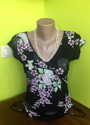 Легкая блуза new look с v-образным вырезом в цветы!!️мин-не заказ 175 гр!!️
