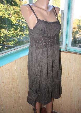 Комфортное льняное платье сарафан бохо4 фото