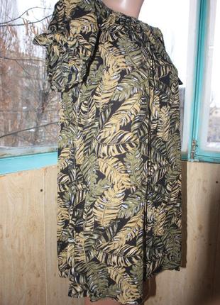 Лёгкое натуральное свободное платье в модный тропический принт6 фото