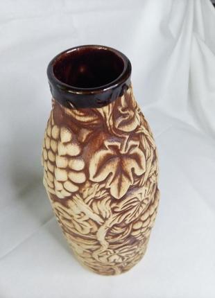 Керамическая ваза объемный рисунок девушка виноградные гроздья в- 24 см. глиняная ручной работы н7669 фото