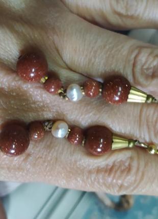 Середины авантюрин и натуральные жемчужины