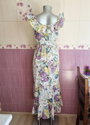 Нежный сарафан платье легкое в цветы фирменный воланами рюшами3 фото