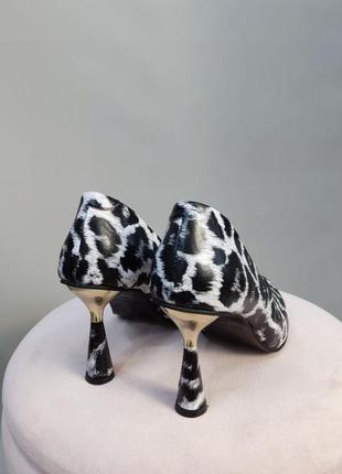 Эксклюзивные туфли лодочки итальянская кожа леопард7 фото