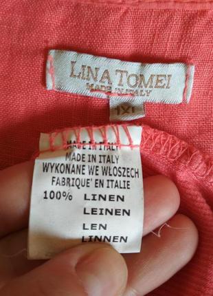 Фірмова італійська блуза льняна розшита паєтками ніжного лососевого кольору2 фото