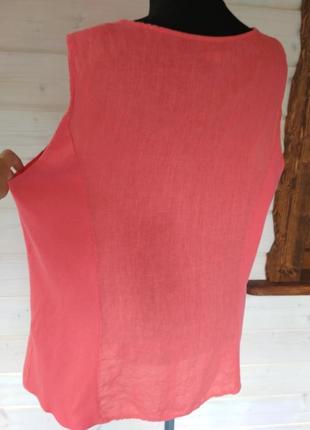 Фірмова італійська блуза льняна розшита паєтками ніжного лососевого кольору4 фото