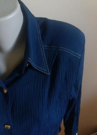 Классная рубашка гафрированная синяя на пуговках состояние новой 12р!скидка-15%5 фото
