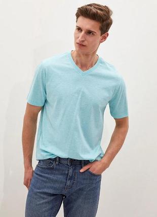 Голубая мужская футболка lc waikiki/лс вайкики с v-образным вырезом. фирменная турция1 фото