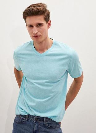 Голубая мужская футболка lc waikiki/лс вайкики с v-образным вырезом. фирменная турция4 фото