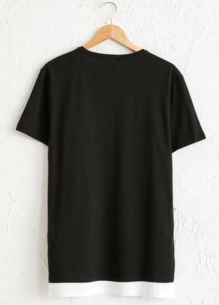 Черная мужская футболка lc waikiki/лс вайкики с белым низом. фирменная турция2 фото