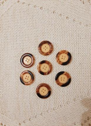 Фурнітура гудзики круглі пришивні 4 дірочки кольорові бежево-коричневі набір 7шт2 фото