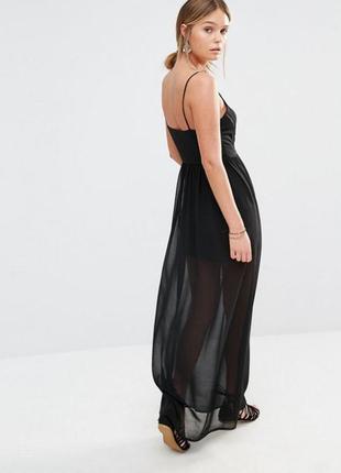 Плаття в підлогу р. 12 new look asos довге m-l максі мереживо3 фото