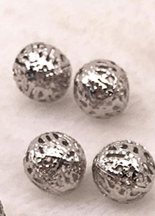 Бусини 4 мм, біжутерії металеві кольори срібло2 фото