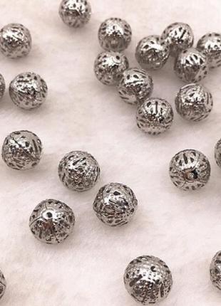 Бусины 6  мм, бижутерии металлические цвета  серебро
