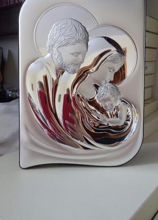 Прямоугольная серебряная икона "святая семья" valenti (12 x 9см)