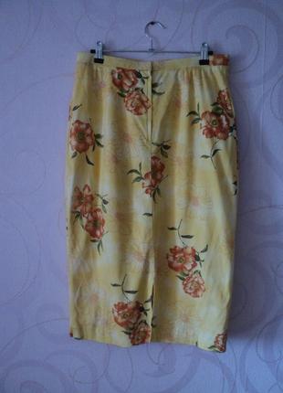 Желтая юбка с цветочным принтом, винтаж, ретро4 фото