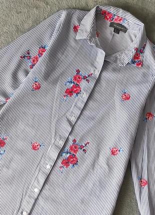 Рубашка удлиненная блуза в цветы primark2 фото