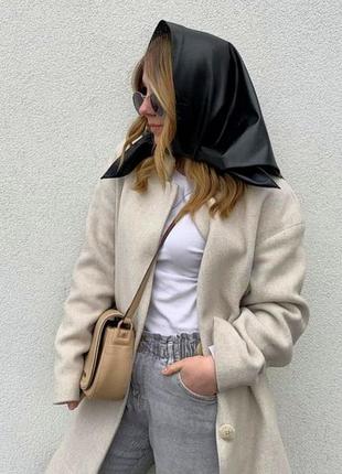 Эко-кожа косынка платок платочек эко кожа стильная тренд разные цвета косынка кожа...