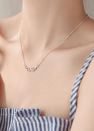 Подвеска веточка оливы с камнями, нежная цепочка, серебряное покрытие 925 пробы, длина 39+5 см