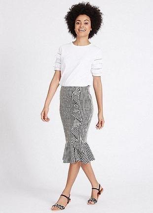 Спідниця в клітинку спідниця міді бавовняна спідниця