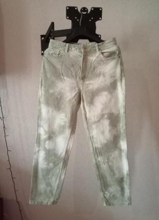 З продажу підтримую зсу!джинси виварка 👖 зелено-молочного кольору