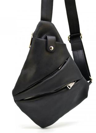 Рюкзак косуха на одне плече ra-6402-4lx чорна бренд tarwa блискавка нікель