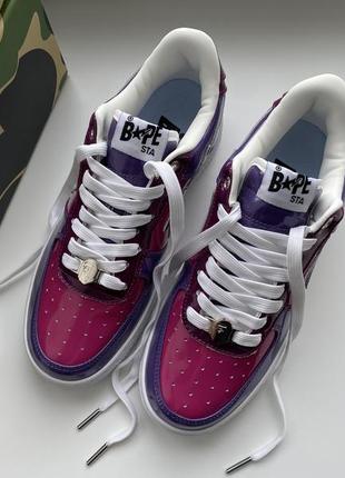 Кроссовки a bathing ape bape sta bapesta low m2 color camo combo purple5 фото