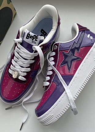 Кроссовки a bathing ape bape sta bapesta low m2 color camo combo purple4 фото