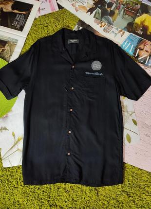 Чорна гавайка , сорочка , рубашка на короткий рукав з принтом на спині від primark