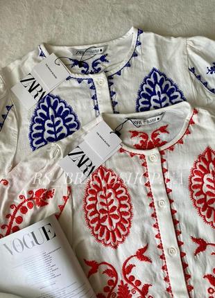 Zara вышиванка зара вишиванка сорочка з вишивкою блуза новая коллекция6 фото
