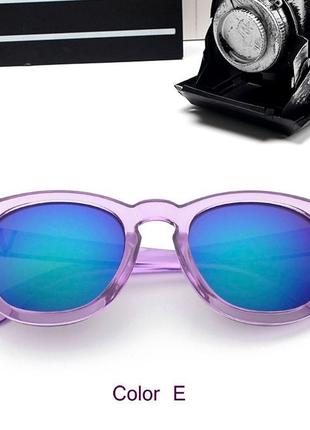 Розпродаж окуляри-броулайнеры з прозорою бузково-рожевого оправою і синім дзеркалом1 фото