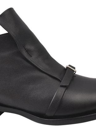 Ботинки женские из натуральной кожи,на низком каблуке,черные,турция sattini5 фото
