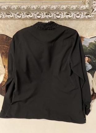 Чёрная блуза/блузка/рубашка с длинным рукавом и кружевным воротником vero moda3 фото