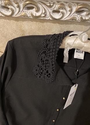 Чёрная блуза/блузка/рубашка с длинным рукавом и кружевным воротником vero moda6 фото