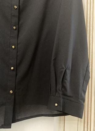 Чёрная блуза/блузка/рубашка с длинным рукавом и кружевным воротником vero moda5 фото