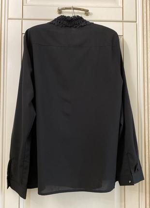 Чёрная блуза/блузка/рубашка с длинным рукавом и кружевным воротником vero moda9 фото