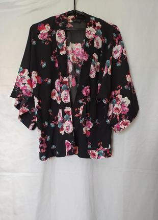 Летняя накидка кимоно в цветочный принт new look