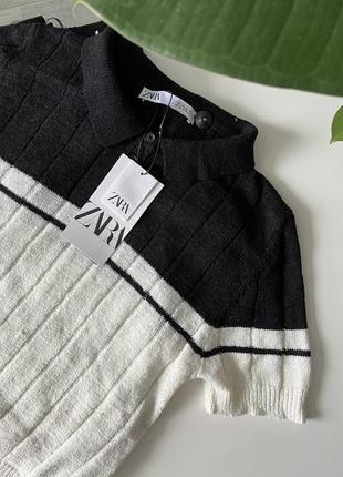 Вязаная футболка поло  zara
