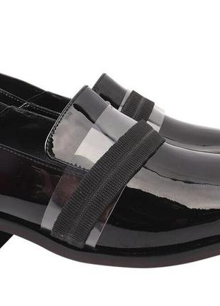 Туфлі жіночі з натуральної лакової шкіри, на низькому ходу, колір чорний, brocoly, 40