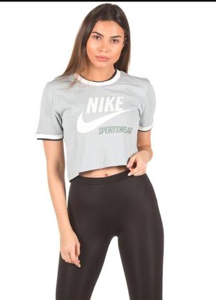 Укороченная футболка кроп nike w nsw top crop rib archive1 фото