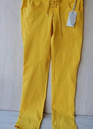 Літні жовті бабовняні брюки на шнуровці guarapo італія