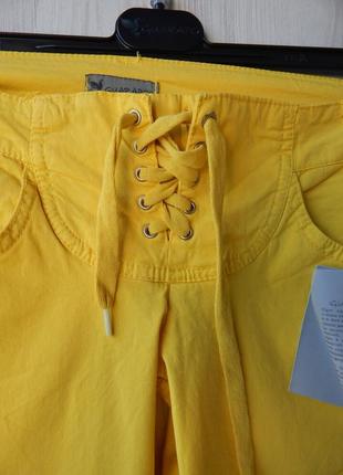 Літні жовті бабовняні брюки на шнуровці guarapo італія3 фото