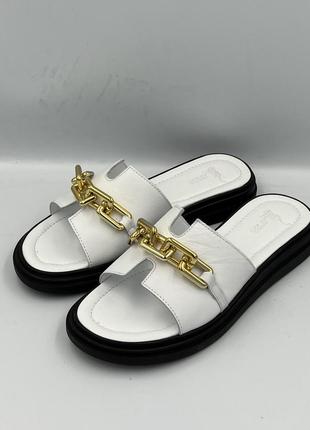 Шльопанці жіночі, натуральна шкіра